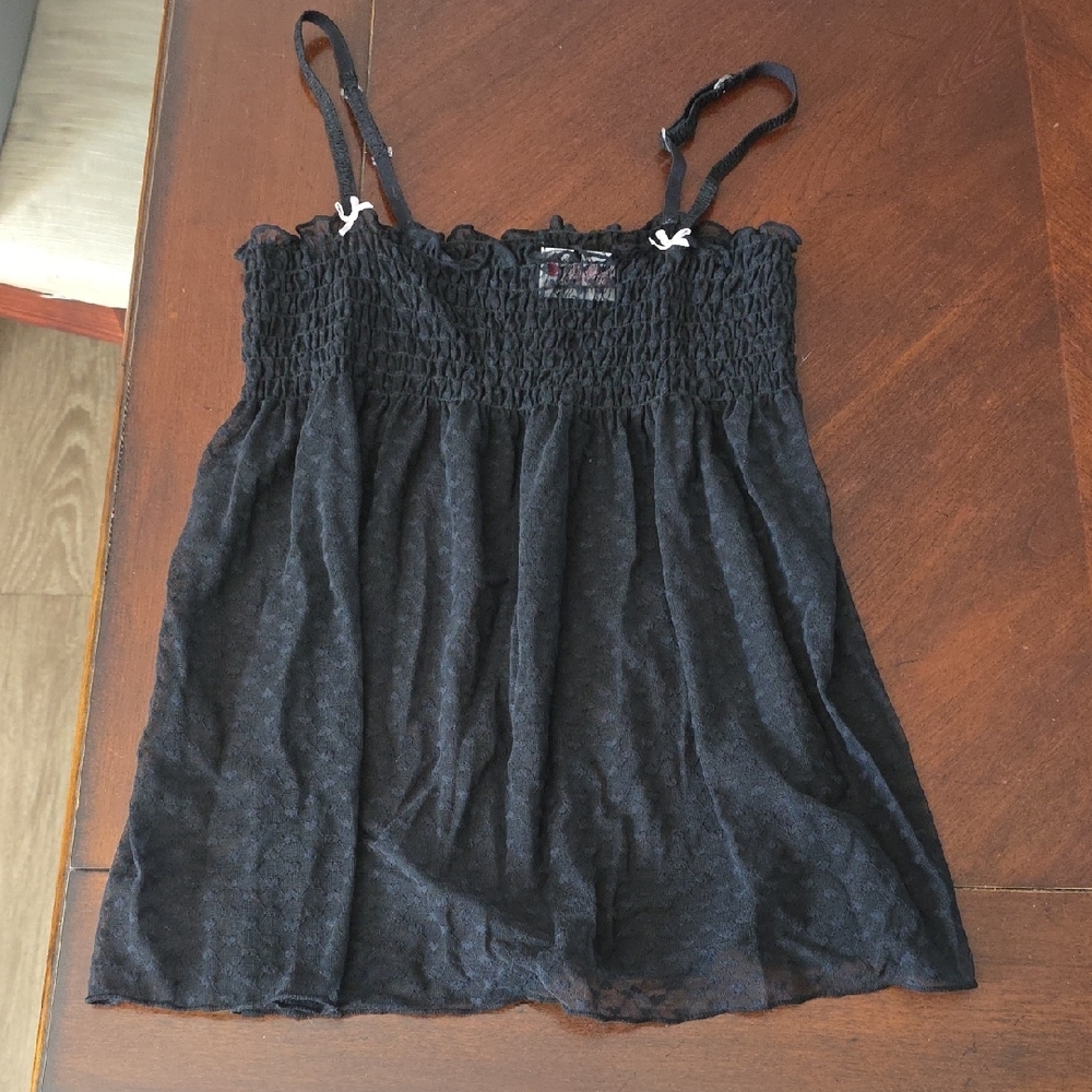 (J31) Black Smocked Camisole for Women Sz M Tank
